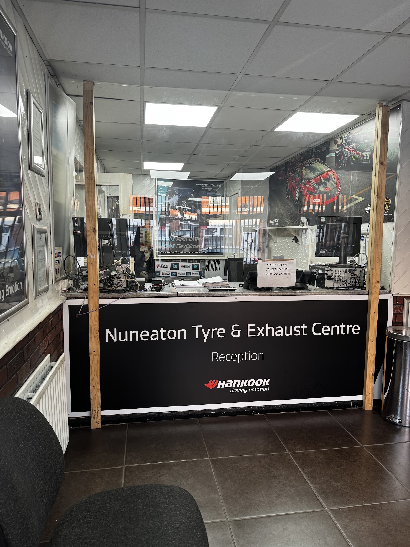 The reception desk at Nuneaton Tyre & Exhaust Centre