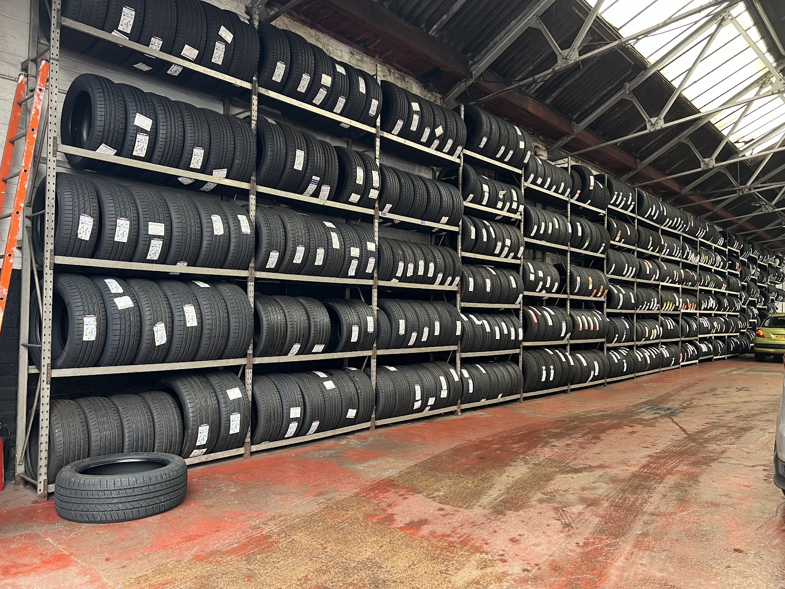 Racks of tyres in all sizes at Nuneaton Exhaust Centre